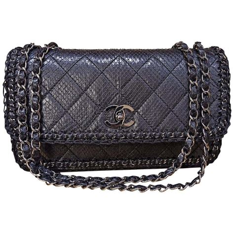 chanel 17s black python bag|python chanel handbags women.